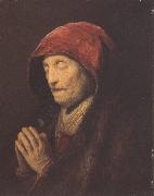 REMBRANDT Harmenszoon van Rijn An old woman at prayer (mk33) oil painting